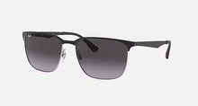 Cargar imagen en el visor de la galería, Ray-Ban 3569 Sunglasses: Polished Black On Silver/Grey Gradient