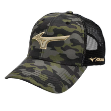 Load image into Gallery viewer, Mizuno Diamond Trucker Hat: Black Camo