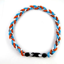 Cargar imagen en el visor de la galería, Titanium Necklace Sport Running Tornado Braided 3 Rope Ionic Necklace