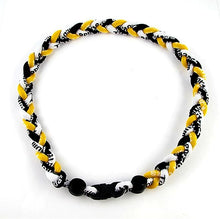 Cargar imagen en el visor de la galería, Titanium Necklace Sport Running Tornado Braided 3 Rope Ionic Necklace