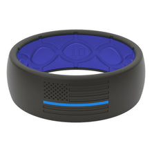 Load image into Gallery viewer, Groove Life Hero - Police Blue & White Flag Silicone Ring