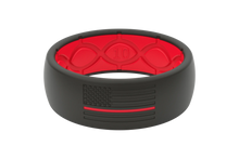 Load image into Gallery viewer, Groove Life Hero Firefighter Red Flag- Men's Silicone Ring