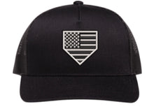 Cargar imagen en el visor de la galería, Pacific Headwear Snapback Hat- American Flag with Home Plate design baseball hat baseball ball cap home plate hat home plate baseball hat American flag hat hats with American flag