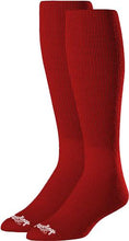 Load image into Gallery viewer, Rawlings Baseball/Softball Socks 2 Pair- Solid Colors red socks.Rawlings Baseball/Softball Socks 2 Pair- Solid Colors scarlet socks.