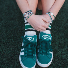 Cargar imagen en el visor de la galería, K'lani Hair Tie Bracelet Game Day Green / White / Black
