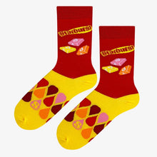 Load image into Gallery viewer, Cool Socks Starburst Juicy Red Crew Socks
