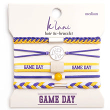 Cargar imagen en el visor de la galería, K'lani Hair Tie Bracelet Game Day Purple / Yellow
