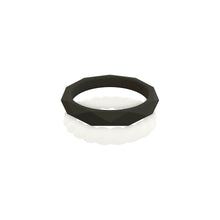 Cargar imagen en el visor de la galería, QALO Women&#39;s Stackable Silicone Wedding Ring Set- White/Black
