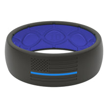 Load image into Gallery viewer, Groove Life Hero - Police Blue &amp; White Flag Silicone Ring
