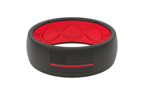 Groove Life Hero Firefighter Red Flag- Men's Silicone Ring