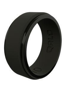 QALO Standard Men's Black Step Edge Polished Silicone Ring