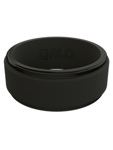 QALO Standard Men's Black Step Edge Polished Silicone Ring