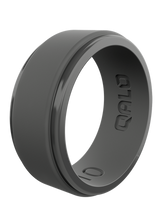 Load image into Gallery viewer, QALO Standard Men&#39;s Charcoal Step Edge Polished Silicone Ring
