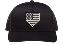 Load image into Gallery viewer, Pacific Headwear Snapback Hat- American Flag with Home Plate design baseball hat baseball ball cap home plate hat home plate baseball hat American flag hat hats with American flag
