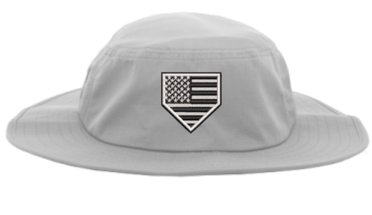 Pacific Headwear Bucket/ Boonie Hat - Blackout American Home Plate Flag