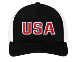Pacific Headwear Snapback Hat - USA Red & White