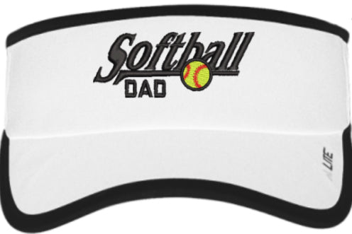 Pacific Headwear Performance Visor - Softball Dad White/Black