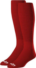 Load image into Gallery viewer, Rawlings Baseball/Softball Socks 2 Pair- Solid Colors red socks.Rawlings Baseball/Softball Socks 2 Pair- Solid Colors scarlet socks.
